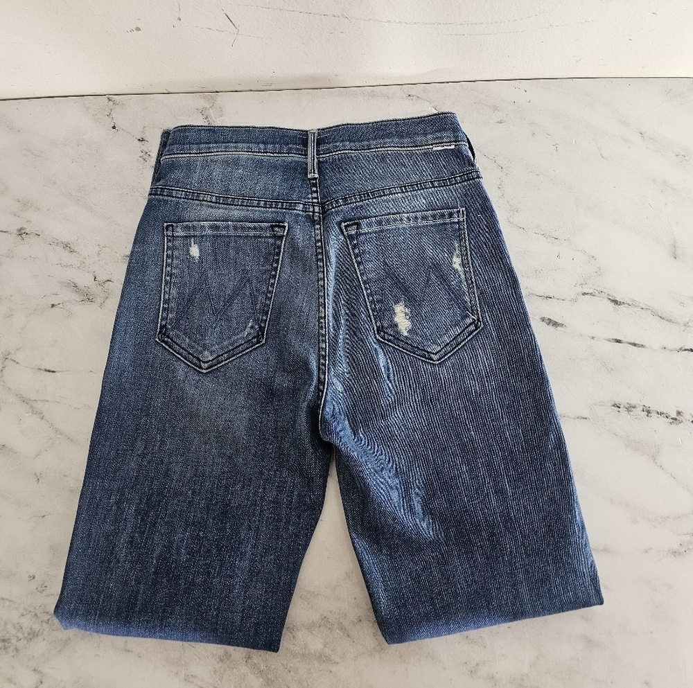 MOTHER The Stunner Ankle Fray Grafilli Girl Blue Skinny Jeans 26 Preowned‎ - Picture 6 of 12